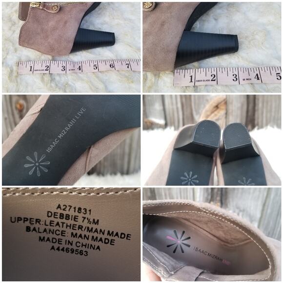 Isaac Mizrahi Live Debbie Boot Size 7.5 Tan Suede Leather Heel Open Toe Side Zip - Picture 8 of 13